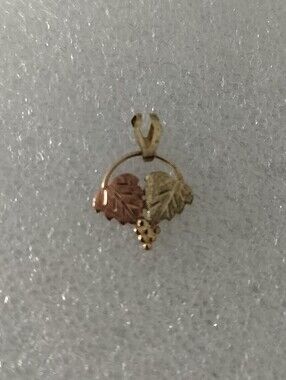 10k Two-Tone Leaf & Grape Pendant - Rose and Yellow Gold Tones